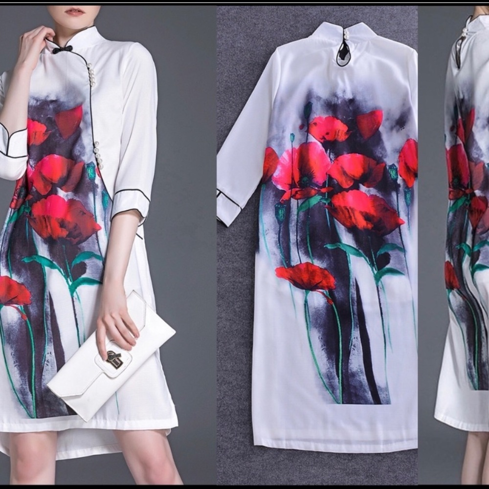 Silk and linen Kimono style dress